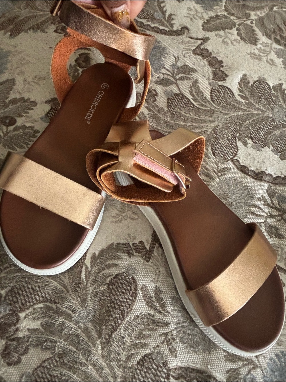 Toddlers Cherokee Metallic Rose Gold Ankle-Strap Sandals